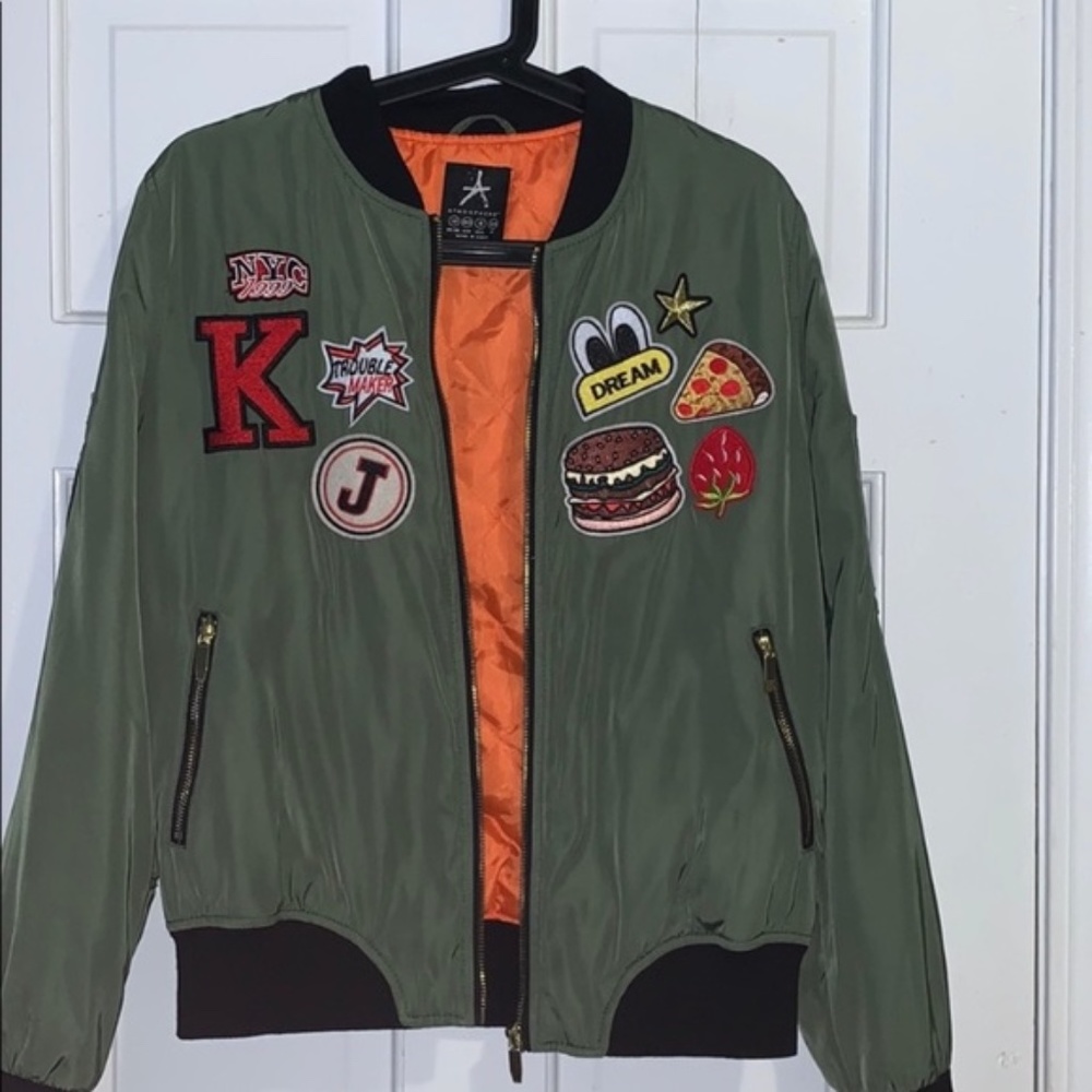 Boho Funky Green Bomber Jacket patch… - Picture 3 of 7